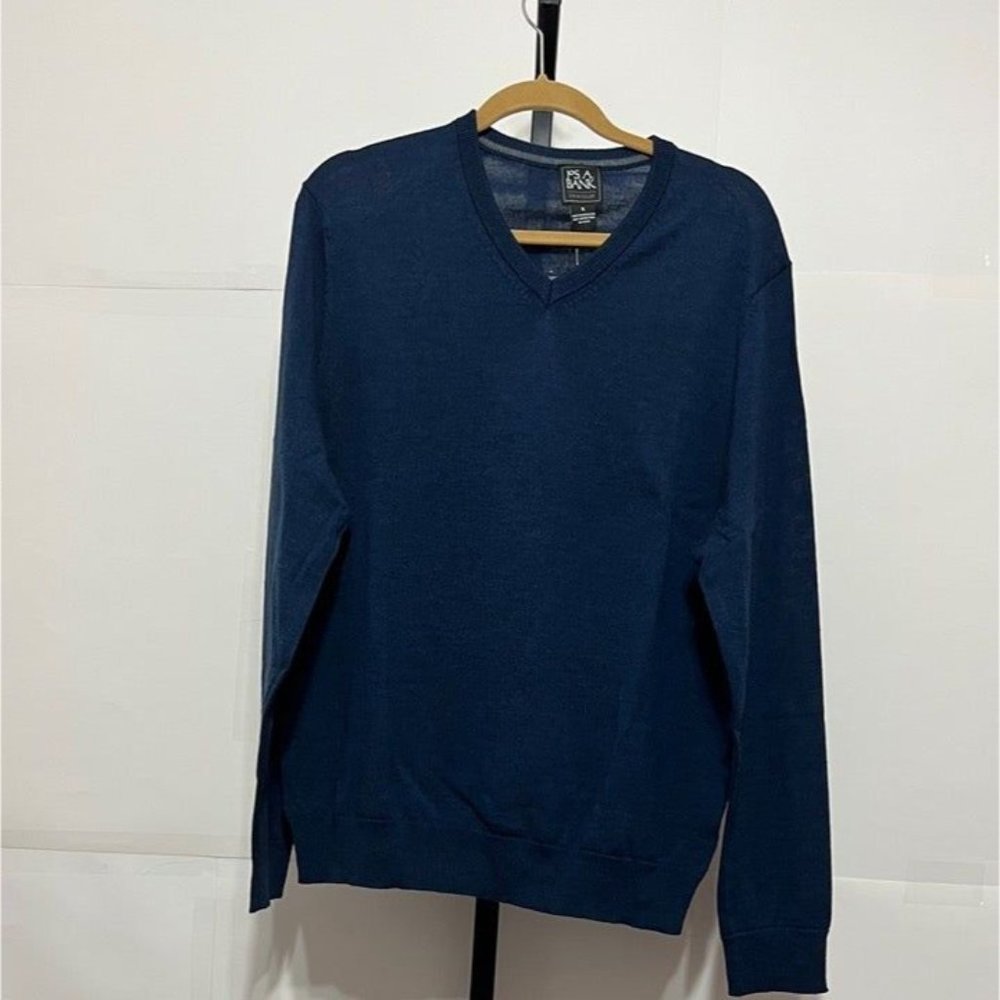 Jos A Bank NWT Sz XL Dark Wash Traveler 100% Merino Wool Sweater - Picture 2 of 7